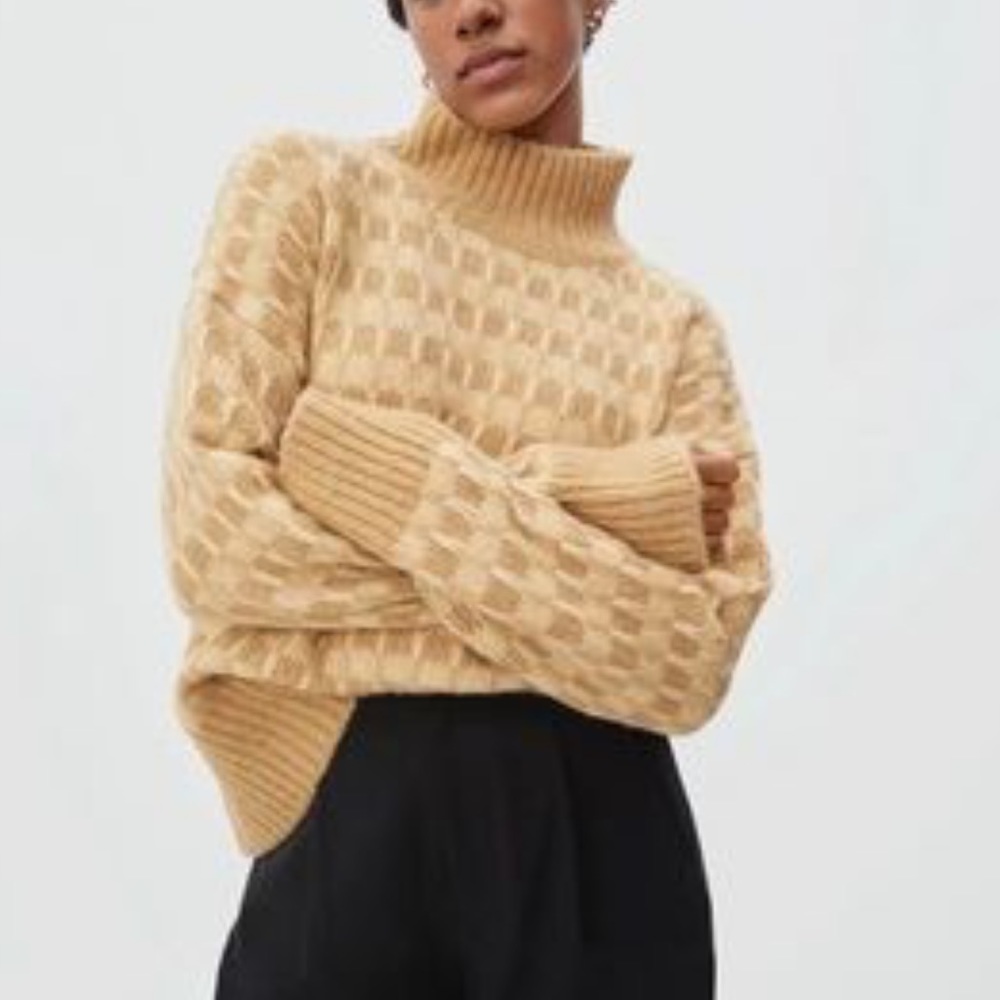 Everlane Cloud Checkered Merino Wool Alpaca Blend Sweater M